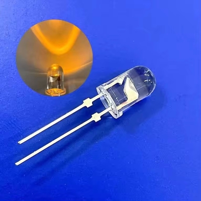 لامپ 5mm 45deg 590nm رنگ زرد 13000mcd با روکش برای چراغ های ترافیکی