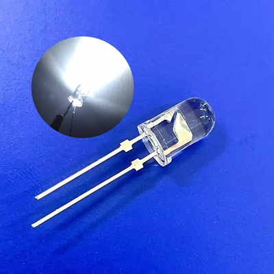 چراغ هشداری ترافیک LED دیود 5mm 45deg رنگ سفید 9000K 22000mcd لنز شفاف با روکش