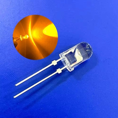 رنگ زرد ترافیک 5 میلی متر 595nm 12000mcd طلای سیم دور سر پین با stopper