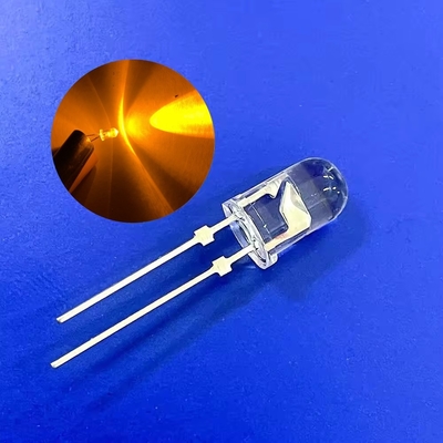 رنگ 5mm Amber رنگ 590nm فوق العاده روشن 12000mcd پین کوتاه با روکش برای چراغ هشدار ترافیک