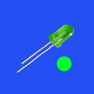 5mm 2Hz 1/8 Duty Cycle 12V Tinted Foggy Green Color 520nm 2000mcd 60deg مقاومت یکپارچه در حال درخشش LED