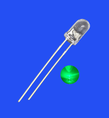 چراغ روشن 5mm 3.0Hz 1/6 چرخه وظیفه رنگ سبز 520nm 7000mcd دور شفاف لنز Dip LED چشمک زننده